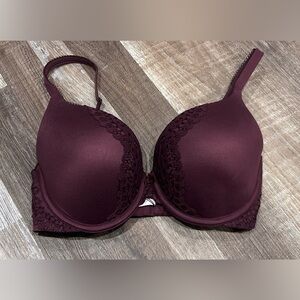 Victoria's Secret Lace perfect shape push up Bra in Rich Burgundy 32 DD